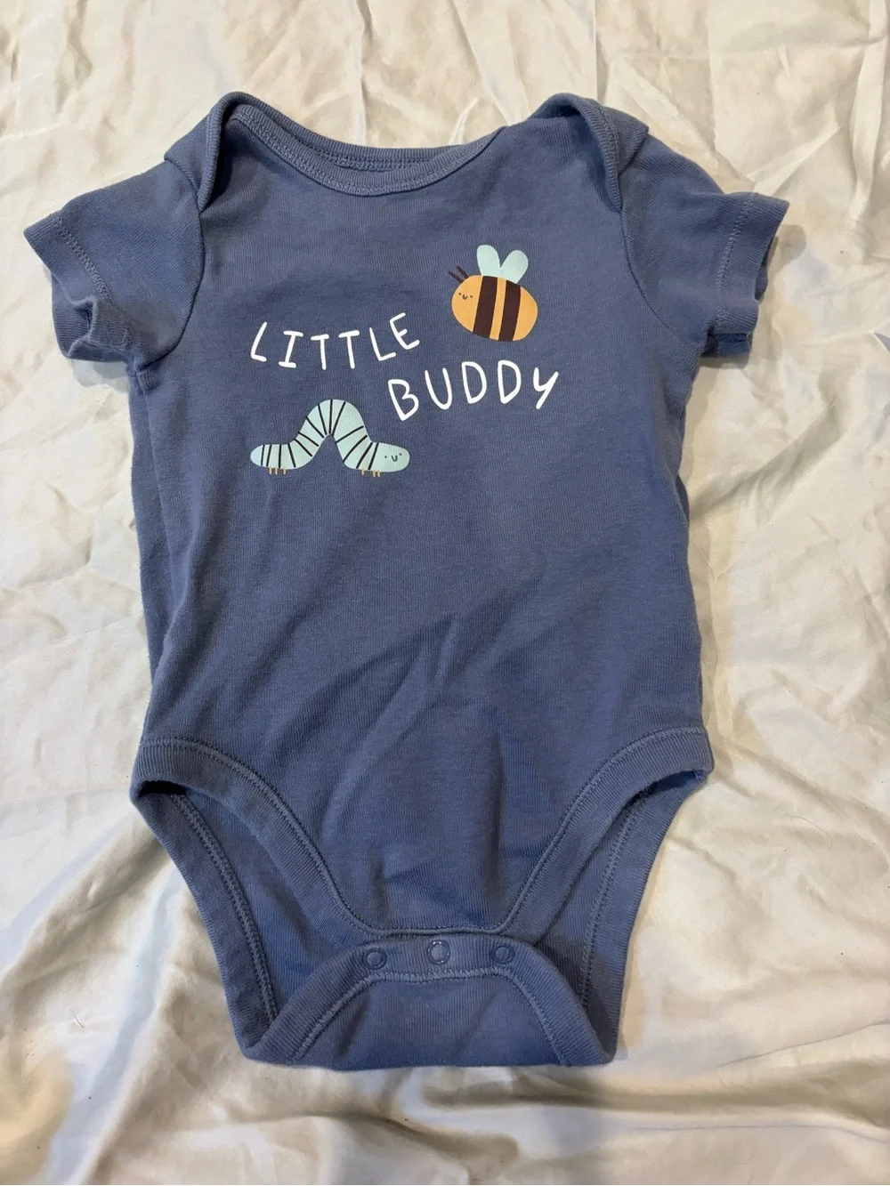 Old Navy Blue 'Little Buddy' Short-Sleeve Bodysuit with Bee & Worm